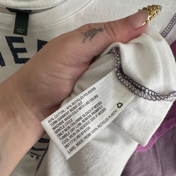 Wild Fable Raglan Crop Tee White and Purple - Picture 3 of 4